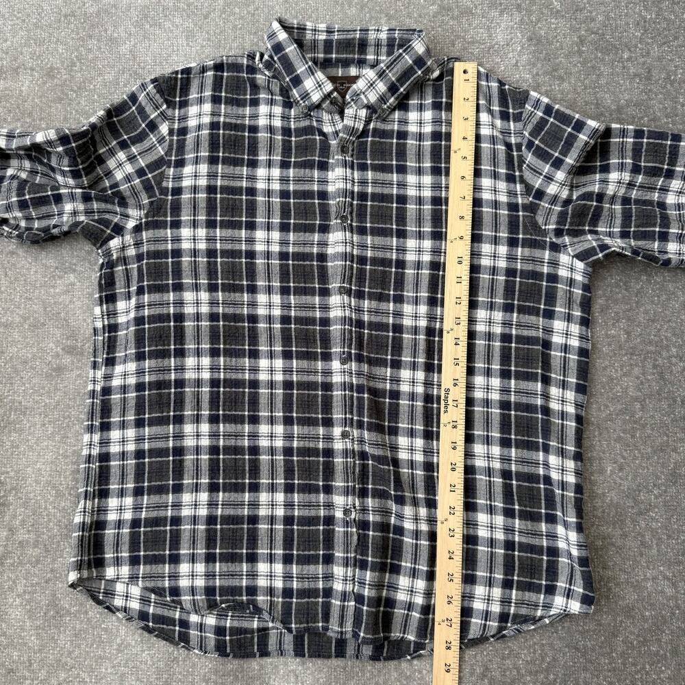 Black Brown 1826 Shirt Mens XL Blue Gray White Plaid Flannel Button Up Casual - Picture 6 of 7